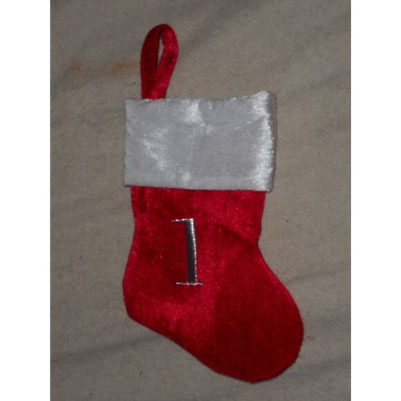 Lower Case l Monogram on red MINI Christmas Stocking 8"X6" by Merry Brite - Picture 1 of 2